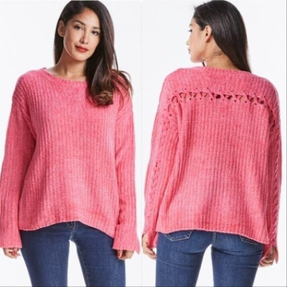 SO SOFT CHENILLED PINK SWEATER - Picture 2 of 3